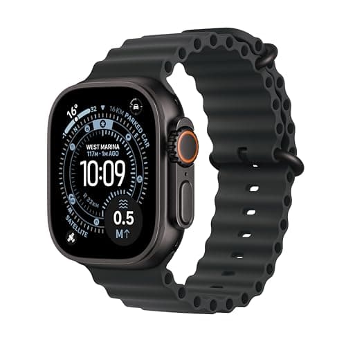 Apple Watch Ultra 3 GPS + Cellular 49mm Premium Running and Multisport Smartwatch with Rugged Black Titanium Case with Black Ocean Band. Advanced Health and Fitness Tracking