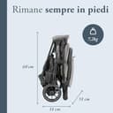 Inglesina NOW Passeggino Compatto Leggero 7,2 kg, Chiusura Automatica One Touch, Reclinabile 170°, Capotta UPF 50+, dalla Nascita fino a 22 kg, Snap Grey - 3
