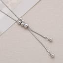 Cybche Boho Lariat Silver Necklaces Long Beads Drop Necklaces Minimal Bead Choker Necklace Silver Beaded Y Necklace Snake Chain Pendent Jewelry for Women - 7