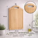 Tabla de Cocina de Madera de Abedul Natural grande36 x 24 cm. Tabla de Cortar con Asa Ergonómica y Canal Recoge Líquidos – Ideal para Uso Diario.decorativa - 5