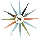 SHISEDECO Modern Sunburst Clock in Multicolor, Non Ticking Wooden Mid Century Retro Design Decorative Silent Wall Quartz Clocks for Home, Living Room, Office and Bedroom etc. - 1