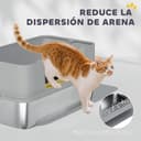 PawHut Arenero para Gatos de Acero Inoxidable XL Caja de Arena para Gatos Arenero con Borde Alto Pala Fácil de Limpiar Prueba de Fugas 60x40x29,5 cm Gris - 5