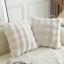 Mandioo 2er Set Luxus Dekorativ dicken Woll Kissenbezug Super Soft Wave Blase Plüschwolle werfen Kissenbezüge Zierkissenbezüge Sofakissen Schlafzimmer Kissenhülle für Sofa 40x40cm Cremeweiß - 2