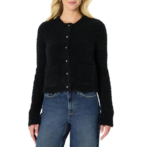 Amazon Essentials Giacca Button-Down da Donna in Misto Lana Bouclé, vestibilità Regolare, Nero, M