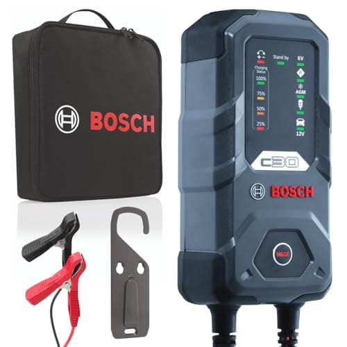 Bosch C30 Caricabatterie per Auto, 6 V - 12 V / 3,8 A, con Carica di Mantenimento - per Batterie al Piombo-Acido, EFB, GEL, AGM e SLI da 6 V/12 V