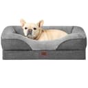 EHEYCIGA Orthopädisches Hundebett Kleine Hunde, 76x51x16.5cm, Memory Foam Waschbar und Wasserdicht Hundekorb mit 4 Rändern, Hundesofa Hundecouch rutschfest, Grau - 1