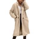 Vhersily 2025 Regal - Teddy Langer Mantel Damen Lange Winterjacke Pelzmäntel Elegante Trenchcoat mit doppelreihigem Revers Plüsch Teddybär Cardigan, weiß, S - 1