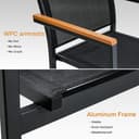 LIFERUN 5-Piece Patio Dining Sets, 110x70x73cm Aluminium Garden Table with Parasol Hole, 4 Stackable Textilene Chairs for Garden Terrace Poolside (Black, Teak Brown Table 110x70x73cm) - 4