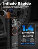 Oasser Compresor Aire Portatil 6000mAh 150PSI Inflador Ruedas Coche Pequeño Pantalla LCD Doble Visualización Cable Encendedor 3M Parada Automática Bolsa Almacenamiento para Coche Moto Bicicleta Bola - 2