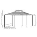Outsunny 4m x 3(m) Garden Gazebo, Double Roof Outdoor Gazebo Canopy Shelter with Curtains, Solid Steel Frame for Lawn and Deck, Dark Grey - 7