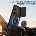 YSONCHAN Phone Case for OPPO Realme GT 6T/Realme GT 6 5G/GT Neo6, Shockproof Cover with Slide Camera Cover, 360° Magnetic Rotating Ring Stand, Anti-Fingerprint Case. Red - 2