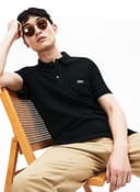 Lacoste Herren Polo-Shirt Kurzarm PH4012, Männer Polo-Hemd,2 Knopf,Slim Fit,Schwarz,6 - 4