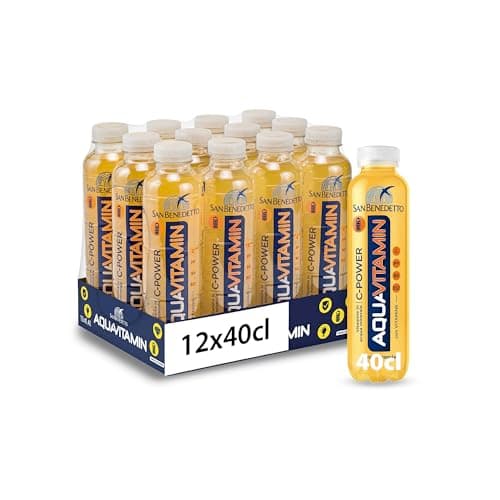 San Benedetto Aquavitamin C-POWER Gusto Arancia, Bevanda con alto contenuto di Vitamina C, Vitamine in Acqua Minerale, 12x400ml