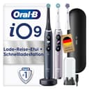 Oral-B iO Series 9 Elektrische Zahnbürste, Doppelpack — Electric Toothbrush, Inkl. 3 Aufsteckbürsten, Lade-Reise-Etui, Schnellladestation — 7 Modi für Zahnpflege, Designed by Braun, Schwarz und Rosa - 1