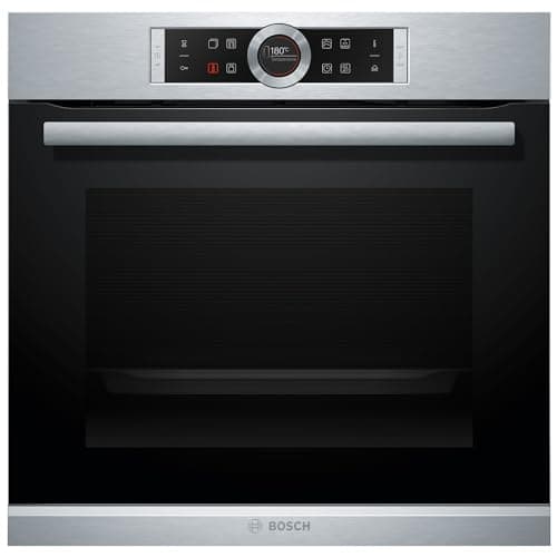 Bosch - Horno Multifunción con Vapor Añadido, 60 cm, Asistente de limpieza con agua, Recetas pre-programadas, Electrónica TFT con símbolos TouchControl, Serie 8, acero inoxidable, HRG635BS1