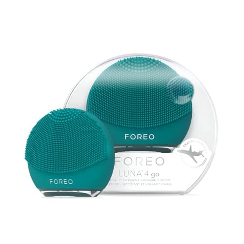 FOREO LUNA 4 go, spazzola per pulizia viso e massaggio viso rassodante, Favorisce l'assorbimento delle formule di skincare, Dispositivo da viaggio, Per tutti i tipi di pelle, Evergreen