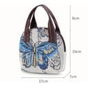 Genérico Bolso de mano para mujer en tejido jacquard con doble cremallera, bolso vintage pequeño e informal para ir de compras, viajar y trabajar, bolso hobo con bordado estilo bohemio - 8