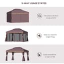 Outsunny 3 x 4m Aluminium Garden Gazebo, Marquee Canopy Shelter Pavilion Party Tent with Nets and Curtains for Garden and Deck, Coffee - 6