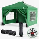 VOUNOT® 3m x 3m Pop Up Heavy Duty Gazebo with Sides, Central Lock System & 4 Weight Bags & Carry Bag, Marquee Garden Party Tent Outdoor, Green - 1