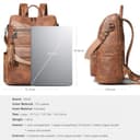 Shrrie 15,6 Zoll Laptop-Rucksack für Damen – Großer Reiserucksack aus Leder, wasserabweisend, für Freizeit, Uni, Arbeit, Handgepäck-Zweifarbiges Braun - 5
