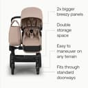 Bugaboo Donkey 6 Single Pushchair, Convertible to Double and Twin Stroller, Pram for Newborn and Toddler, Double Storage Space & Side Basket, Easy to Maneuver One Hand Steering, Desert Taupe Mélange - 5