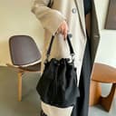 Fryloo Borse Borsa da Donna con Coulisse di Grande capacità, A Secchiello Tracolla, Tote per Uso Quotidiano, Lavoro, Viaggi E Abbigliamento Casual-Verde - 4