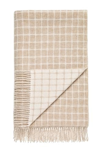 Moon Wool Throw Blanket, Merino Lambs Wool, Athens Beige, Made in UK