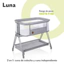 lionelo Luna Cuna de colecho portátil con colchon Cuna de Viaje Bebe co-Sleeping Desde recién Nacido hasta los 9 kg Altura e inclinación Regulables 4 Ruedas con Bloqueo ventilada - 2