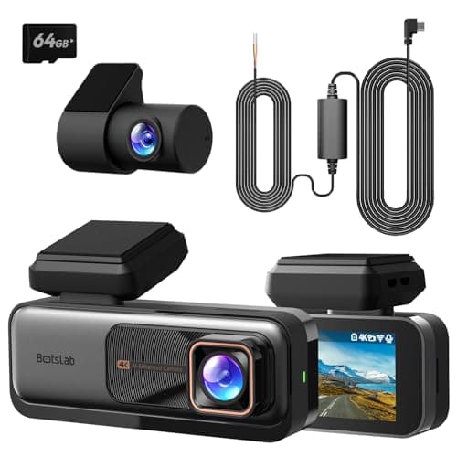 BOTSLAB Dashcam Auto Vorne Hinten 4K+2K mit GPS WiFi und Hardwire-Kit, Dash Cam Auto Kamera mit ADAS, Kostenlose 64-GB-Karte, 24/7 Parküberwachung, 2,45" IPS, Nachtsicht, WDR, 170°Weitwinkel