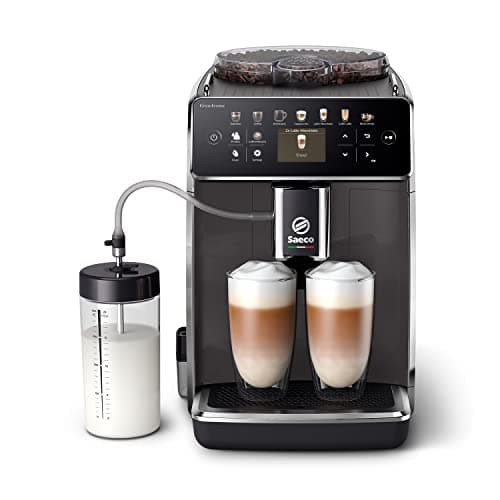 Saeco GranAroma Macchina da Caffè Automatica - 14 Bevande Programmabili, LattePerfetto, Macinacaffè in Ceramica, Aroma Extract, 4 Profili Utente, Display Touch a Colori, Grigio (SM6580/10)