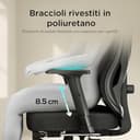 Hbada P5 Sedia da ufficio ergonomica con poggiatesta regolabile e supporto lombare, comodo cuscino a molla, supporto per sedia da computer, funzione inclinabile, sedia girevole in rete con poggiapiedi - 6