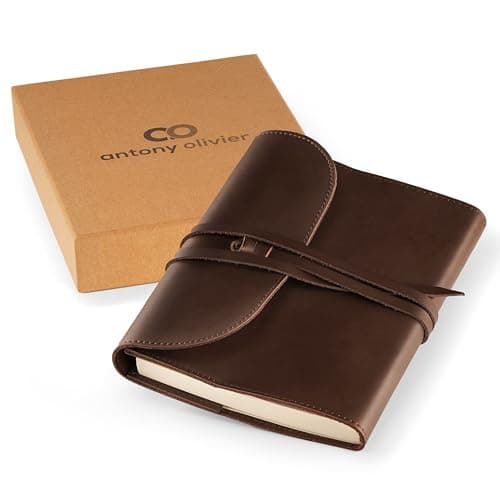 Antony Olivier Genuine Leather Diary | Unlined Paper Premium Quality | Leather Travel Diary Notebook | Refillable | Men, Women & Students | Classic Dark Brown | 21 x 16 cm (Close to A5)