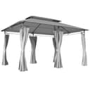 Outsunny 3 x 4m Garden Gazebo with Sides, Double Roof Metal Gazebo, Grey - 1