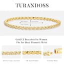 Turandoss Geschenk Muttertag für Mama, Tennisarmband Damen Gold, Elegantes 14 Karat Vergoldet Cubic Zirconia Damen Classic Gold Armreif Schmuck Geschenke für Frauen Damen Mädchen - 5