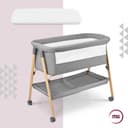 Moby-System Babybett Mili – Reisebett 0–6 Monate, Klappbar mit Matratze, Netzseiten, Stauraum, Rollen mit Bremse, Leicht & Stabil, Grau, Neugeborene, Beistellbett ohne Bohren, 9 kg Max. - 5