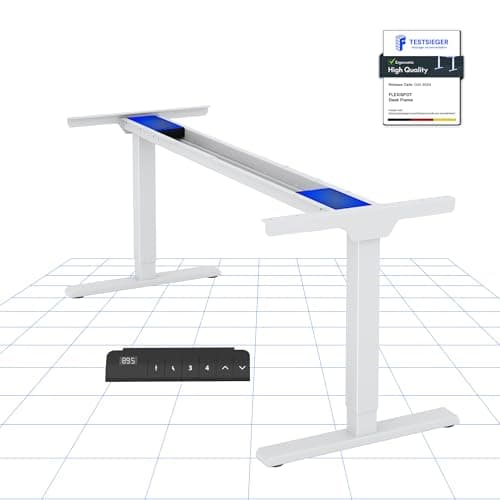 FLEXISPOT E1 Pro Escritorio Elevable Eléctrico con 2 Motores Carga de 100KG, Escritorio Ajustable en Altura de Acero 70-119CM, con 4 Funciones de Memoria Escritorio de pie, Blanco