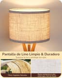 EDISHINE Lámpara de Mesa de Madera, Lámpara de Noche con Trípode, Casquillo E27, Pantalla de Lino Beige Vintage para Oficina, Sala de Estar, Dormitorio, LED Bombilla Incluida - 3