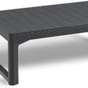 Allibert by Keter Chicago Lounge Set für 4 Personen, 2-er Sofa, 2 Gartensessel mit Rückenkissen und höhenverstellbarem Lyon Tisch, graphit/cool grau, wetterfest - 4