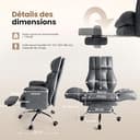 HOMRELEXA Bürostuhl Chefsessel Ergonomisch, Gaming Stuhl mit Fußstütze & 135° Verstellbarer Rückenlehne, Drehstuhl mit klappbaren Armlehnen, Hochlehner aus Teddy-Fleece Stoff – Beige - 9