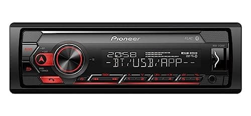 PIONEER 1-DIN receiver with Bluetooth, Red/White illumination, USB/3.5mm Jack, Spotify, Pioneer Smart Sync App and compatible with Apple and Android devices, Red/Black, MVH-S420BT