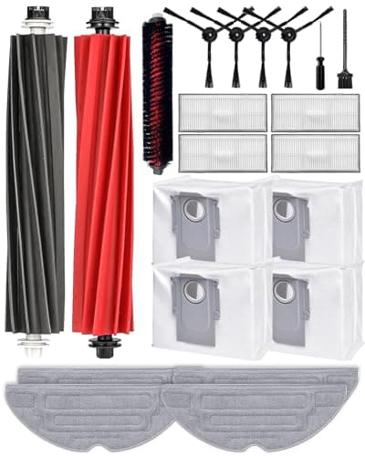 iRobacc 21 Pcs Replacement Parts for Roborock S8 PRO Ultra, 2 Main Brushes 4 Side Brushes 4 Dust Bags 4 HEPA Filters 4 Mops etc.