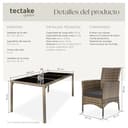 tectake® Conjunto Jardín Exterior de Ratán y Acero con Cojines, Muebles Jardín Exterior Resistentes a Intemperie, para hasta 8 Personas, Fácil Limpieza, 1 Funda + 1 Protectora - Natural/Gris - 7