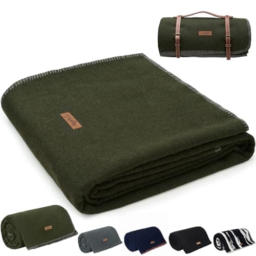 Molithe Decke aus 100% Wolle, 160 x 220 cm, warm, dick, waschbar, Militär-Wolldecke, ideal für Camping, Outdoor, Sportveranstaltungen, Survival-Kits