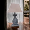 Modern Tall Wooden Washed Table Lamp - Traditional Shabby Chic Design with Taupe Linen Shade, Wood Effect Finish for Living Rooms, Bedrooms, or Hallways Decor (32cm Light Blue with Cream Shade) - 2