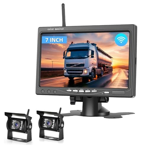 Inefala Digital Inalámbrica Cámara de Visión Trasera Kit con Monitor de 7 Pulgadas HD 1080P y 2 Cámara, Cámara de Marcha Atrás IP68 Impermeable Visión Nocturna 12V-36V para RV Caravana LKW DC