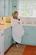 Coperta lavorata a maglia grossa in lana merino fatta a mano, per camera da letto, divano, decorazione per la casa (bianco 119,4 x 152,4 cm) - 6