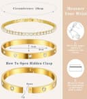 T TAKONE Tennisarmband Damen Set – 2PCS Glitzer Bracelet Aus Edelstahl Mit Cubic Zirkonia, 18cm Lang, Elegantes Geschenk für Frauen (Gold) - 3
