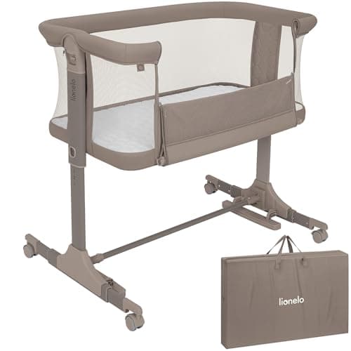 lionelo PARI Culla Co Sleeping Fianco Letto 3 in 1, Regolabile in Altezza 6 Livelli, Materasso T25 2 cm, Ruote con Blocco e Dondolo, Gambe Regolabili per Letto Continentale, Rivestimento Lavabile