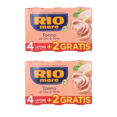 2X Confezione Per Rio Mare Tonno all'Olio di Oliva, 80g x 12 Lattine (8 + 4 Gratis), Confezione Convenienza