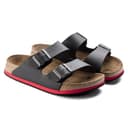 Birkenstock Sandale Arizona Superlauf, Birko-Flor Pantolette Schuh Halbschuh Latsche Zweischnaller Berufsschuh Schuhe Birki Arizona Slipper - Schwarz/Rot - Normal - Gr. 43 - 5